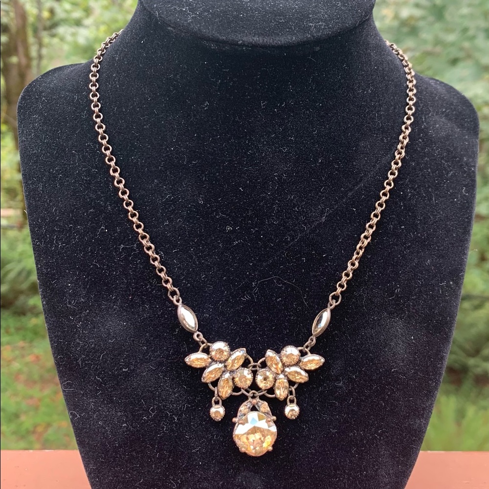 Kenny Ma San Francisco Antiqued Bronze Champagne Swarovski Crystal Necklace